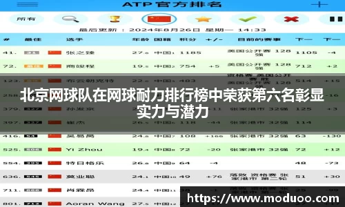 北京网球队在网球耐力排行榜中荣获第六名彰显实力与潜力